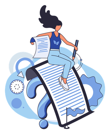 Mujer resolviendo un problema de negocios  Ilustración