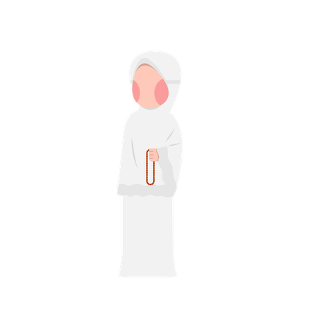 Mujer yendo al Hajj de peregrinación  Ilustración