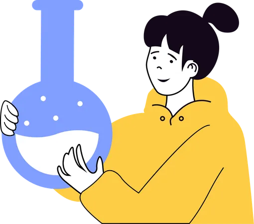 Mujer realizando una reacción química  Illustration