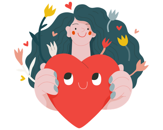 Mujer dando un corazón  Ilustración