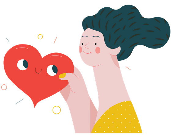 Mujer dando un corazón  Ilustración