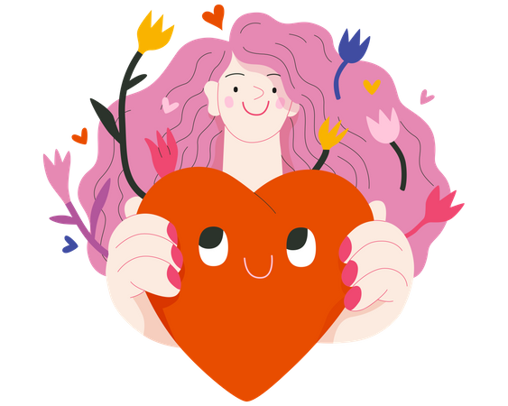 Mujer dando un corazón  Ilustración