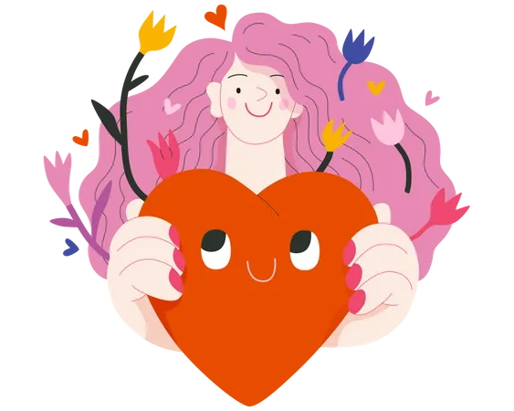 Mujer dando un corazón  Ilustración