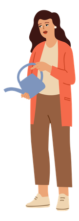 Mujer regando la planta  Ilustración
