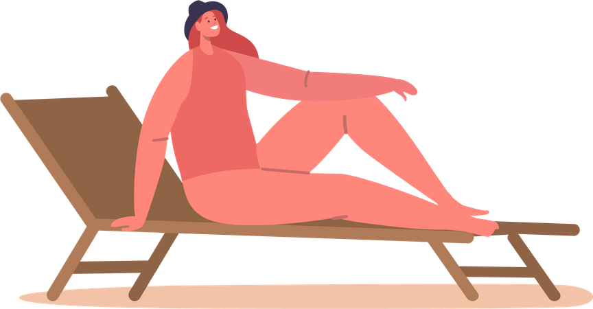Mujer relajada en el sofá cama  Ilustración