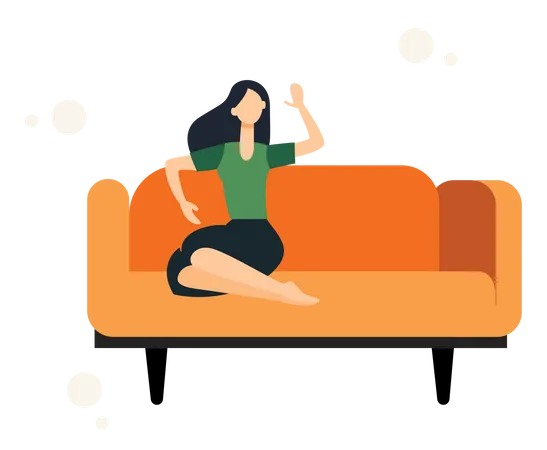 Mujer relajarse en el sofá  Ilustración