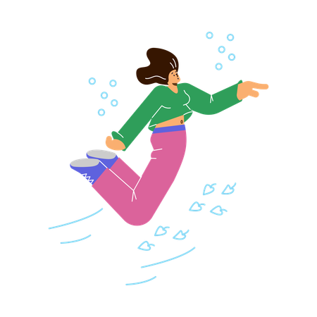 Mujer voladora relajada  Ilustración
