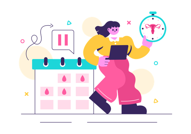Mujer reservando cita para terapia hormonal  Ilustración