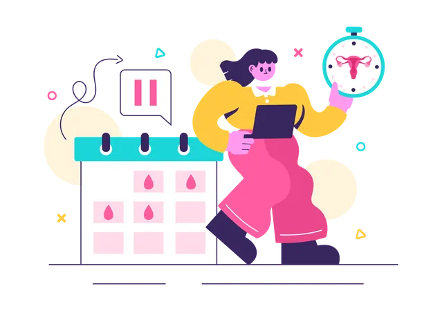 Mujer reservando cita para terapia hormonal  Ilustración