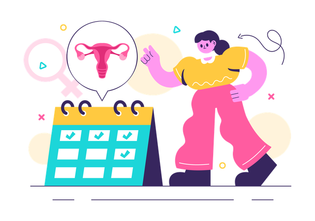 Mujer reservando cita para terapia hormonal  Ilustración