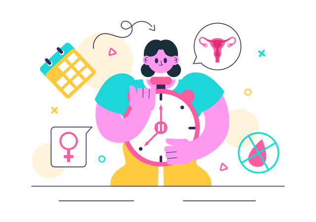Mujer reservando cita para terapia hormonal  Ilustración