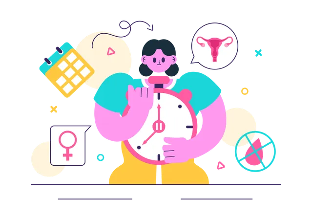 Mujer reservando cita para terapia hormonal  Ilustración