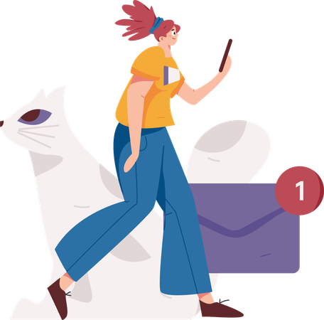 Mujer revisando el correo  Ilustración