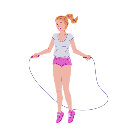Mujer salta la cuerda  Ilustración