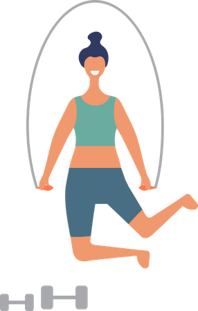 Mujer saltando con cuerda  Ilustración