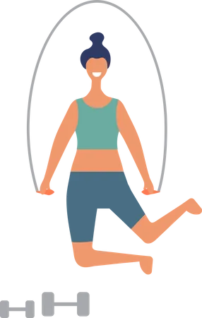 Mujer saltando con cuerda  Ilustración