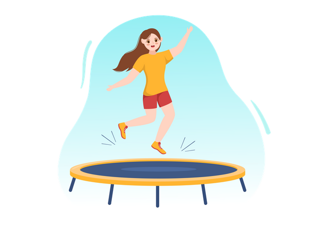 Mujer saltando en trampolín  Ilustración
