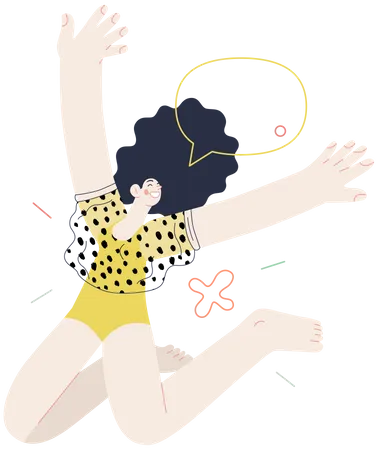 Mujer saltando y sintiéndose feliz  Ilustración