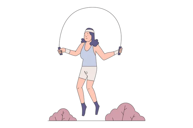 Mujer saltando la cuerda  Ilustración