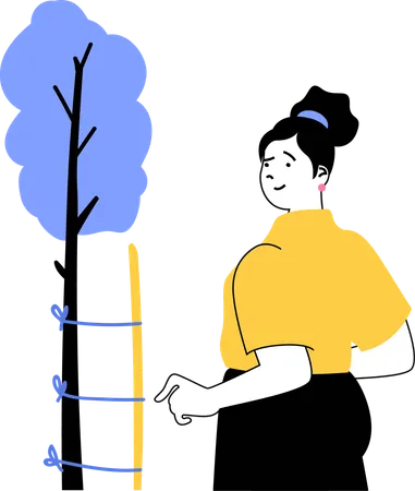 Mujer salva arbol  Illustration