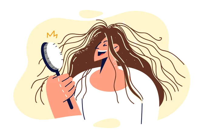 La mujer se cepilla el pelo  Ilustración