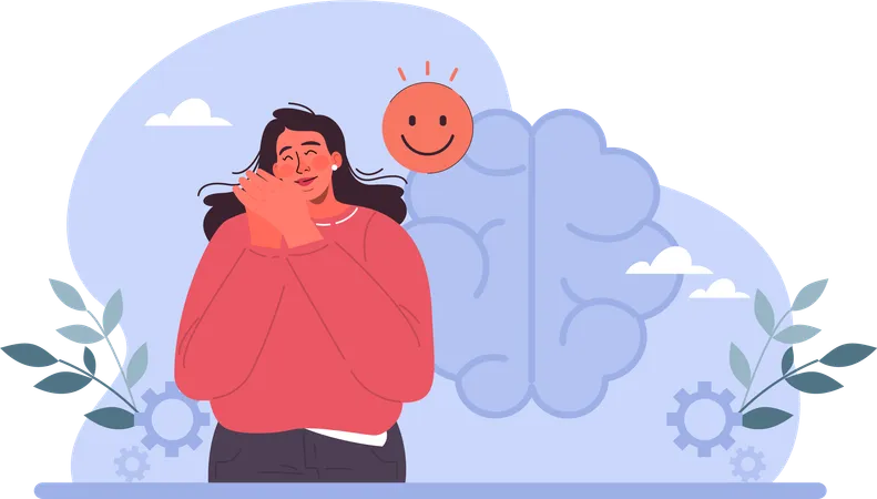 La mujer se siente esperanzada con mente positiva  Ilustración