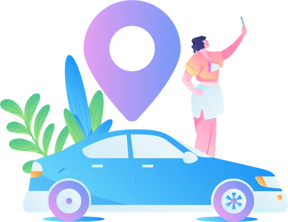 Mujer rastreando taxi  Illustration