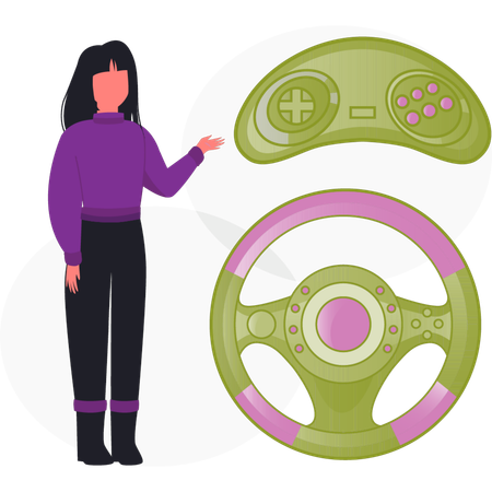 Mujer señalando el juego de dirección  Ilustración