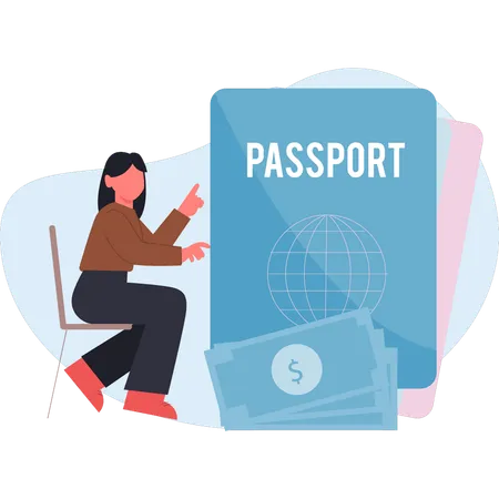 Mujer señalando la autenticación del pasaporte  Illustration