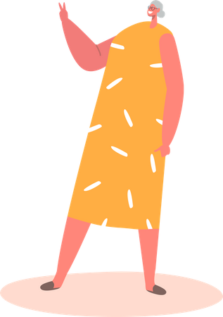 Mujer mayor posando para la foto  Ilustración