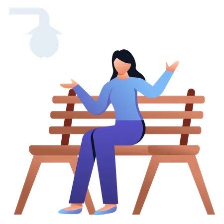 Mujer sentada en el jardín  Ilustración