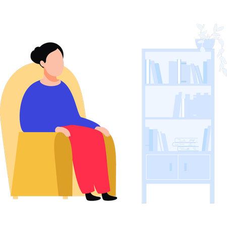 Mujer sentada en el sofá  Ilustración