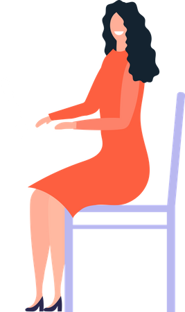Mujer sentada en una silla con una computadora portátil  Ilustración