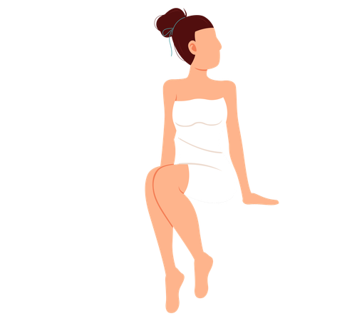 Mujer sentada y relajándose en la sauna  Ilustración