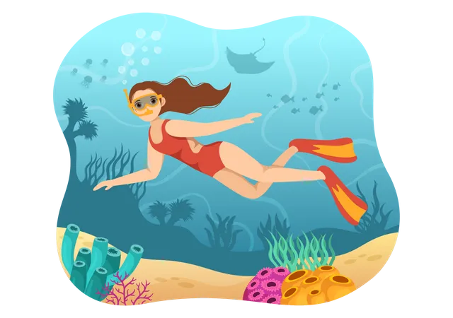 Snorkel femenino  Ilustración