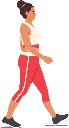 Mujer con sobrepeso caminando  Ilustración
