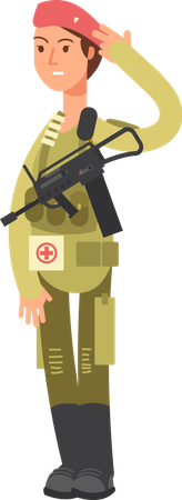 Mujer soldado dando saludo  Illustration