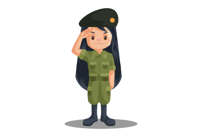 Mujer soldado india saludando el día de la independencia  Ilustración