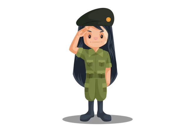 Mujer soldado india saludando el día de la independencia  Ilustración