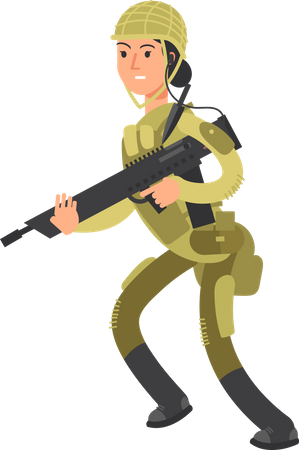 Mujer soldado militar con rifle  Illustration