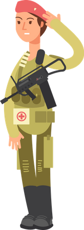 Mujer soldado saludando  Illustration