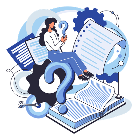 Mujer resolviendo un problema de negocios  Ilustración