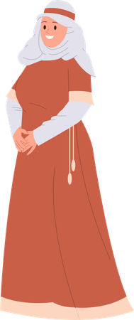 Mujer sonriente feliz monja medieval  Ilustración