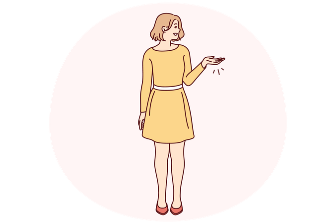 Mujer sonriente mostrando el espacio de copia  Ilustración