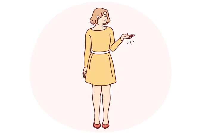 Mujer sonriente mostrando el espacio de copia  Ilustración