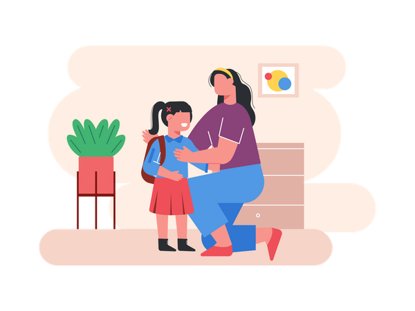 Mujer sosteniendo a su hija  Ilustración