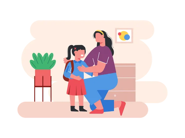 Mujer sosteniendo a su hija  Ilustración