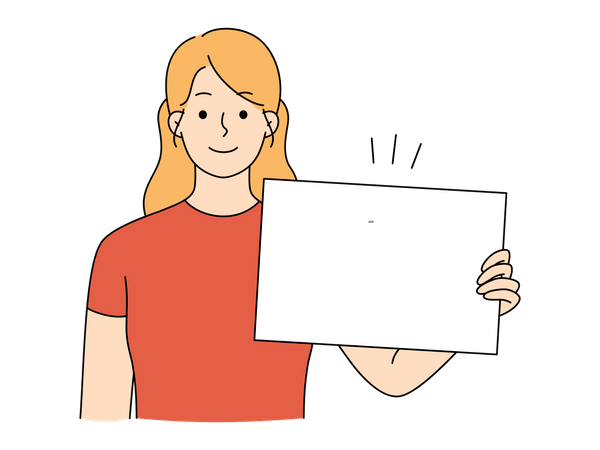 Mujer sosteniendo pancarta vacía  Ilustración