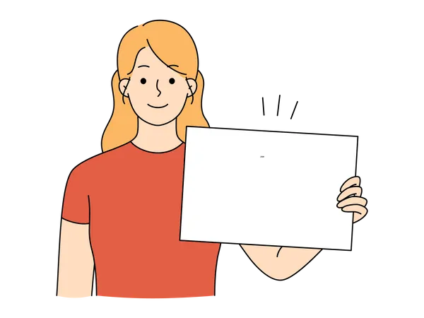 Mujer sosteniendo pancarta vacía  Ilustración