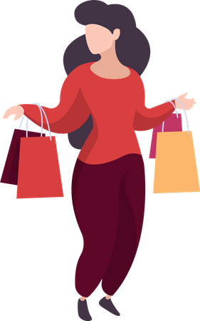 Mujer sosteniendo bolsa de compras  Ilustración